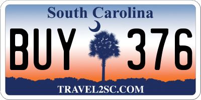 SC license plate BUY376
