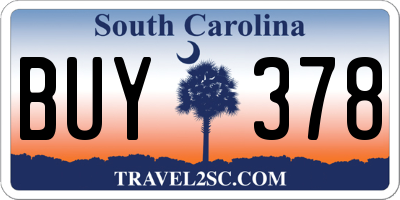 SC license plate BUY378