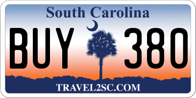 SC license plate BUY380