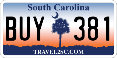 SC license plate BUY381