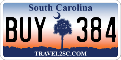 SC license plate BUY384