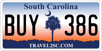 SC license plate BUY386