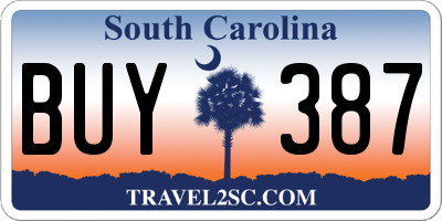 SC license plate BUY387