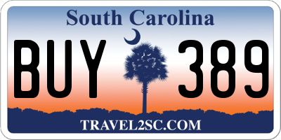 SC license plate BUY389