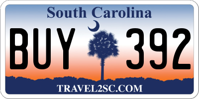 SC license plate BUY392