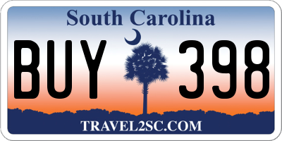 SC license plate BUY398