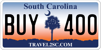 SC license plate BUY400