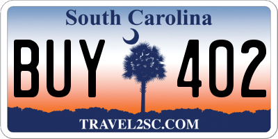 SC license plate BUY402