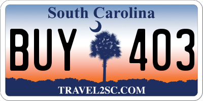 SC license plate BUY403