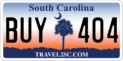SC license plate BUY404