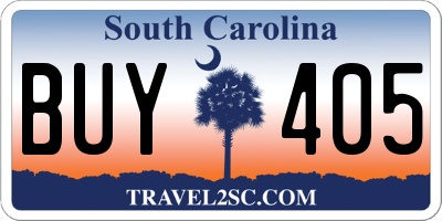 SC license plate BUY405