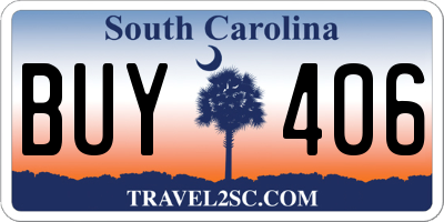 SC license plate BUY406