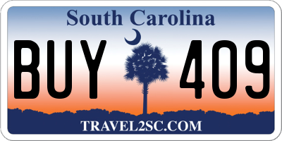 SC license plate BUY409