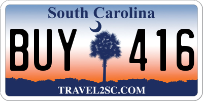 SC license plate BUY416