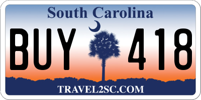 SC license plate BUY418