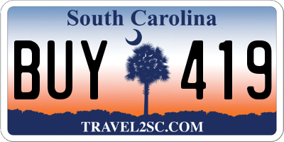 SC license plate BUY419