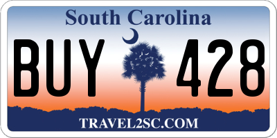 SC license plate BUY428