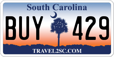 SC license plate BUY429