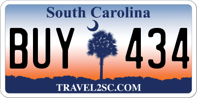SC license plate BUY434