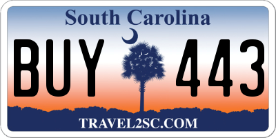 SC license plate BUY443