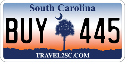 SC license plate BUY445