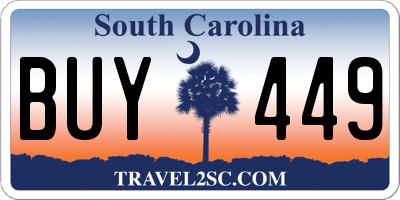 SC license plate BUY449