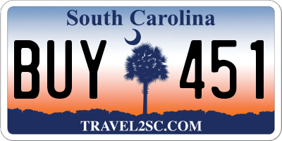 SC license plate BUY451