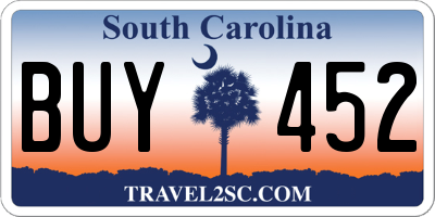 SC license plate BUY452