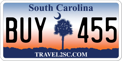 SC license plate BUY455