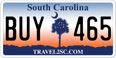 SC license plate BUY465