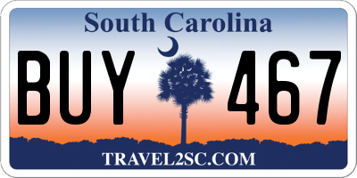SC license plate BUY467