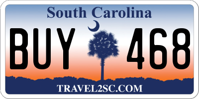 SC license plate BUY468