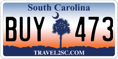 SC license plate BUY473