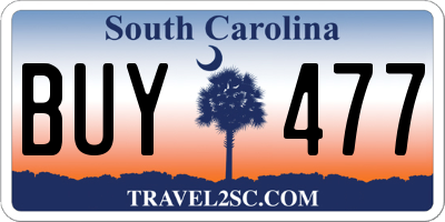 SC license plate BUY477
