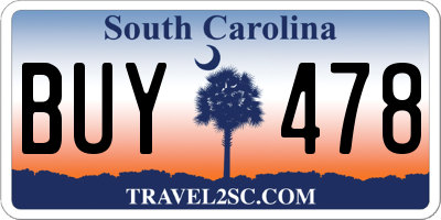 SC license plate BUY478