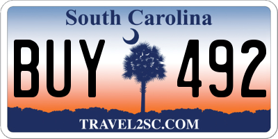 SC license plate BUY492