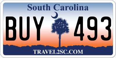 SC license plate BUY493