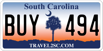 SC license plate BUY494