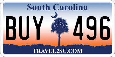 SC license plate BUY496