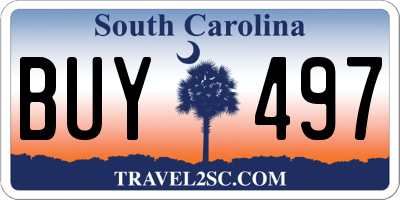 SC license plate BUY497