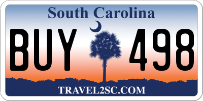 SC license plate BUY498