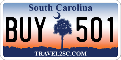 SC license plate BUY501