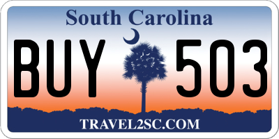 SC license plate BUY503