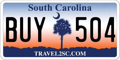SC license plate BUY504