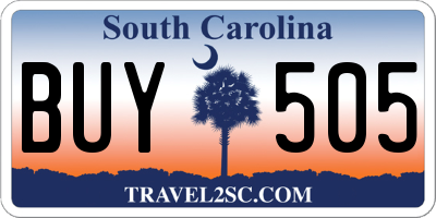 SC license plate BUY505