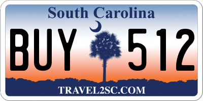 SC license plate BUY512