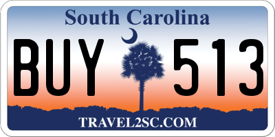 SC license plate BUY513