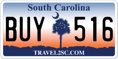 SC license plate BUY516