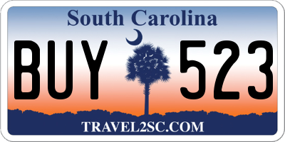SC license plate BUY523