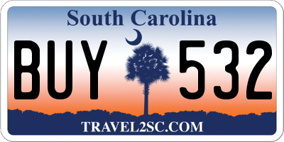 SC license plate BUY532